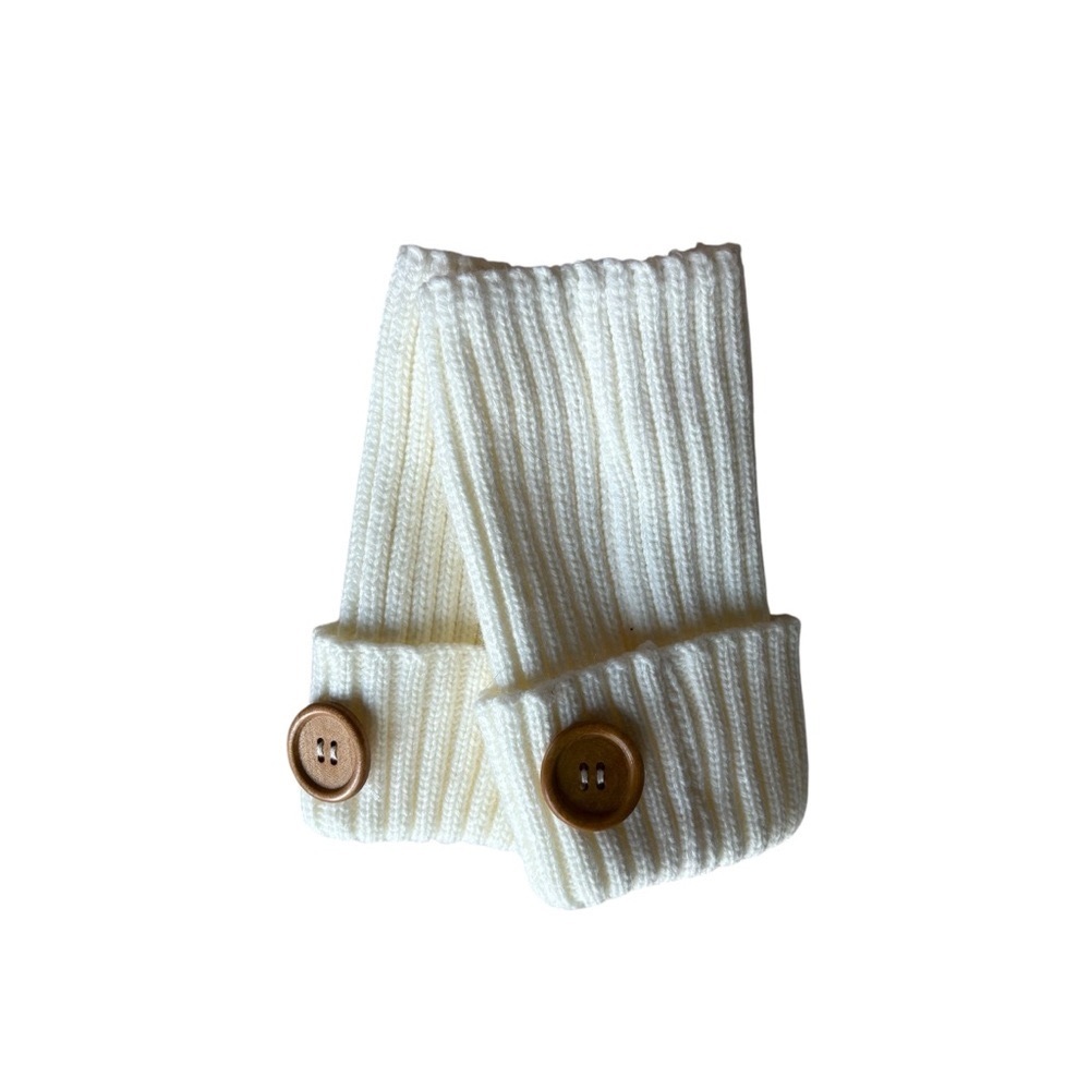 Cream Knit boot toppers with Button Accents
